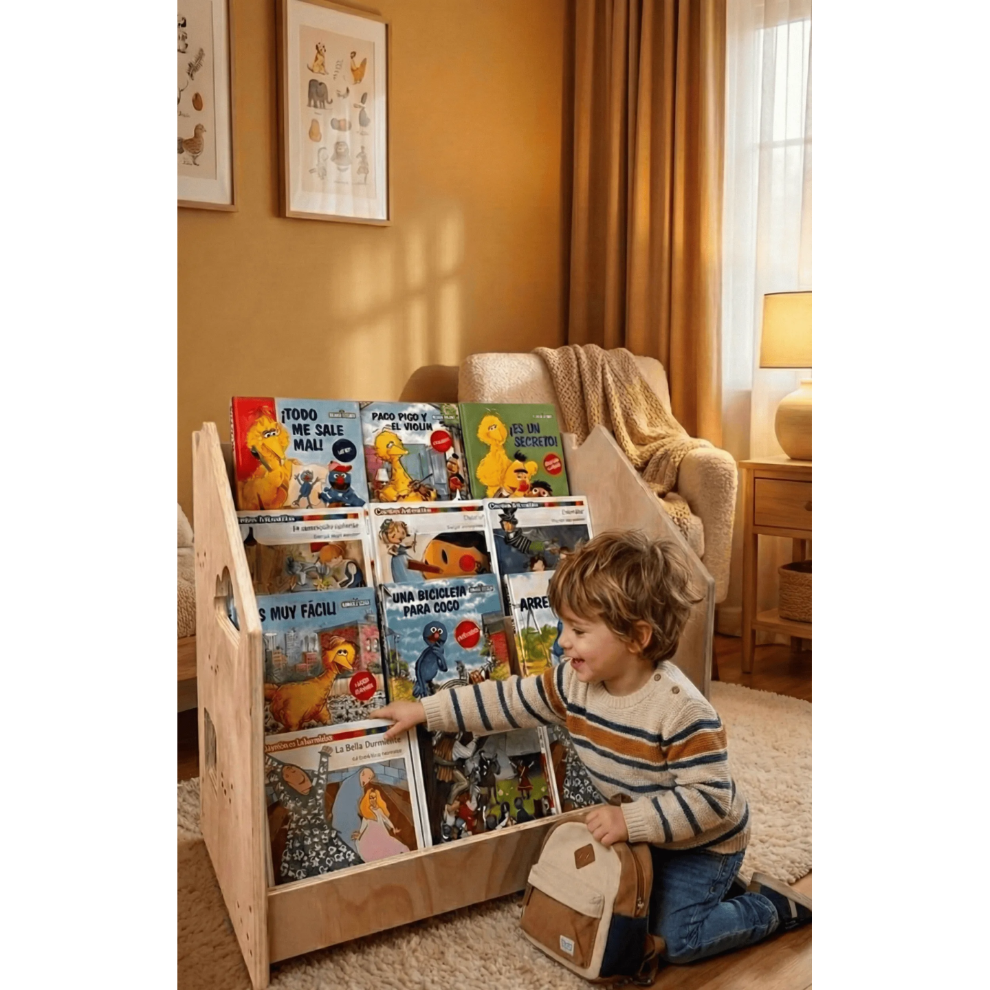 Librería montessori Frontal de Madera para Niños