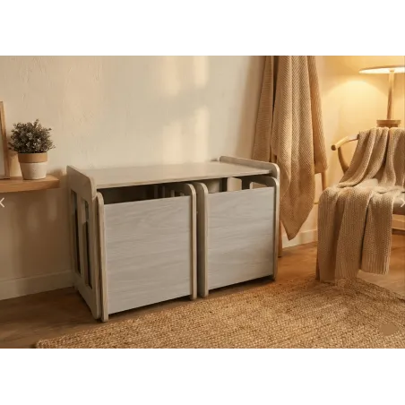 Mesa y 2 Sillas Infantiles de Madera | Pack Montessori Famevi