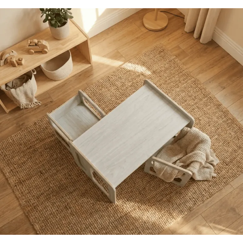 Mesa y 2 Sillas Infantiles de Madera | Pack Montessori Famevi