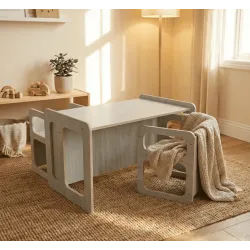 Mesa y 2 Sillas Infantiles de Madera | Pack Montessori Famevi