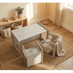 Mesa y 2 Sillas Infantiles de Madera | Pack Montessori Famevi