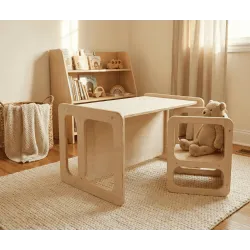 Mesa y 2 Sillas Infantiles de Madera | Pack Montessori Famevi