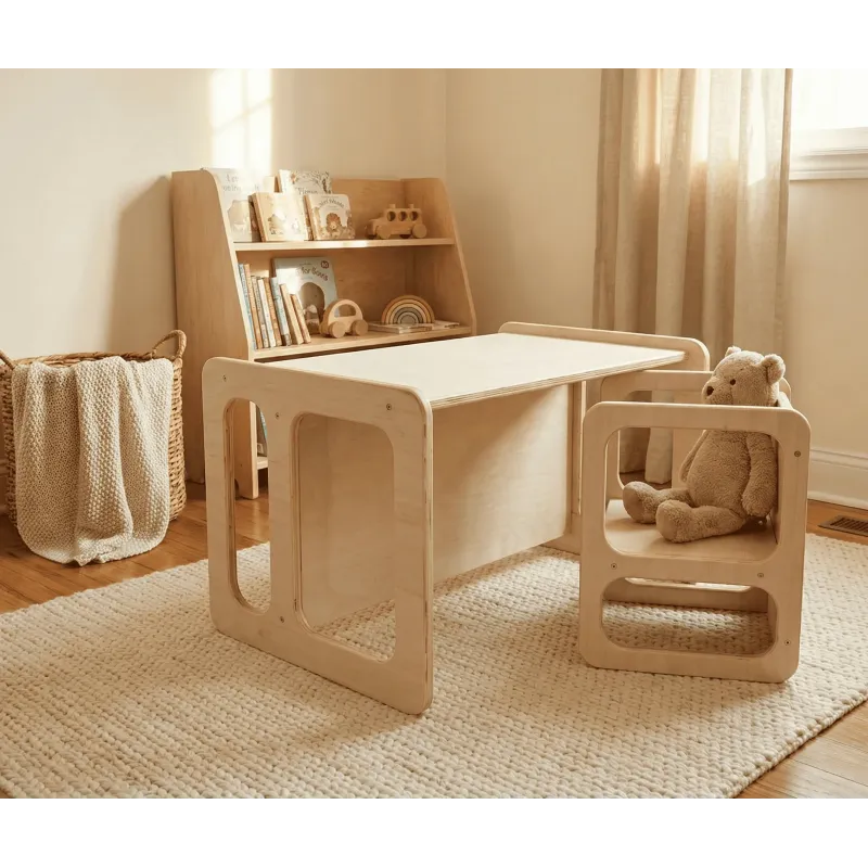 Mesa y 2 Sillas Infantiles de Madera | Pack Montessori Famevi
