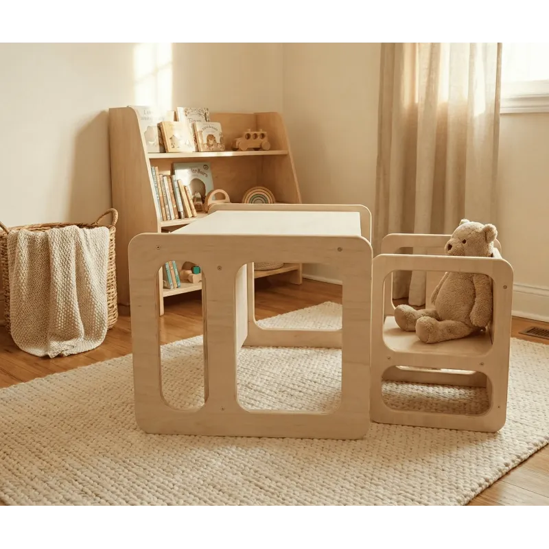 Mesa y 2 Sillas Infantiles de Madera | Pack Montessori Famevi