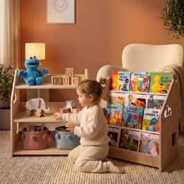 Mueble Montessori Mixto: Librería y Estantería de Madera