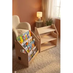 Mueble Montessori Mixto: Librería y Estantería de Madera