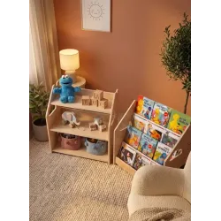 Mueble Montessori Mixto: Librería y Estantería de Madera