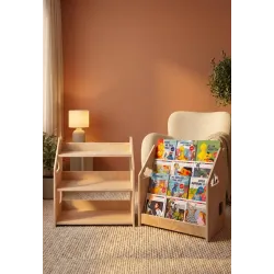 Mueble Montessori Mixto: Librería y Estantería de Madera