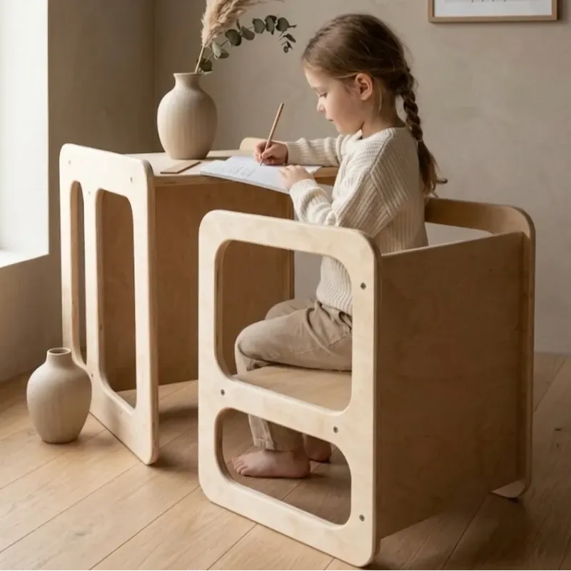 Mesa y Silla Infantil Montessori de Madera | Pack Famevi