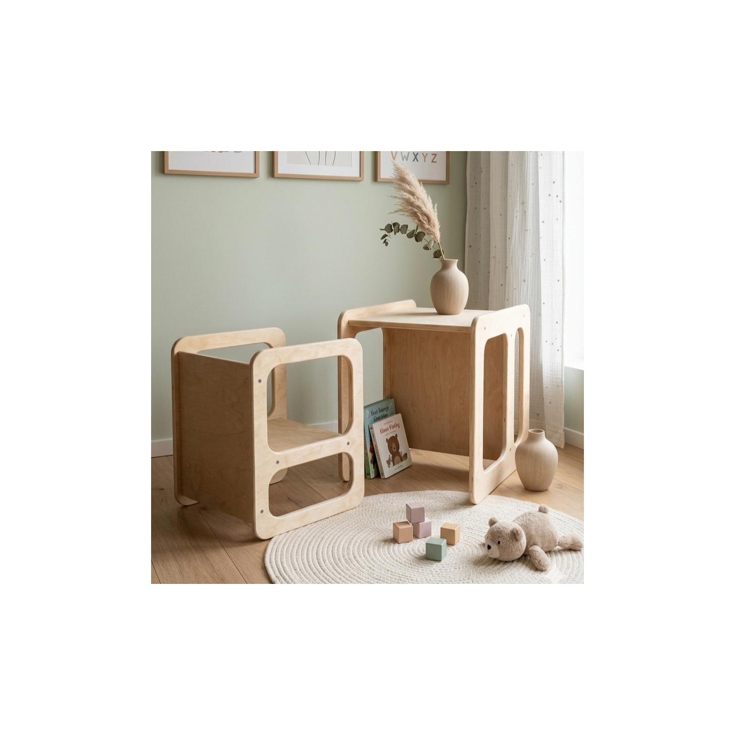 Conjunto Mesa y Silla Infantil  regulable Montessori