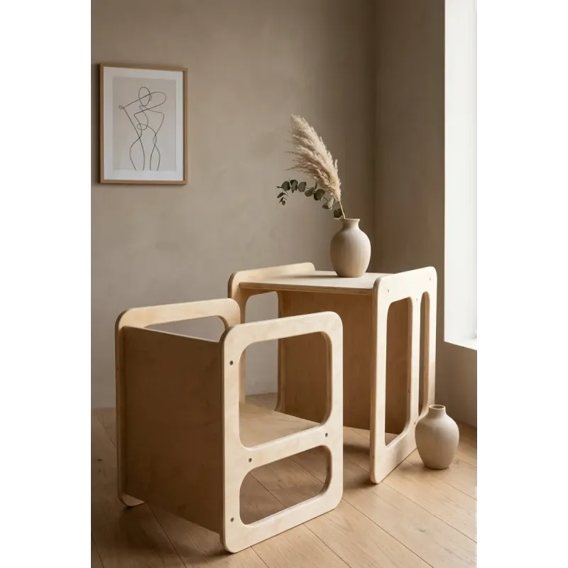 Mesa y Silla Infantil Montessori de Madera | Pack Famevi