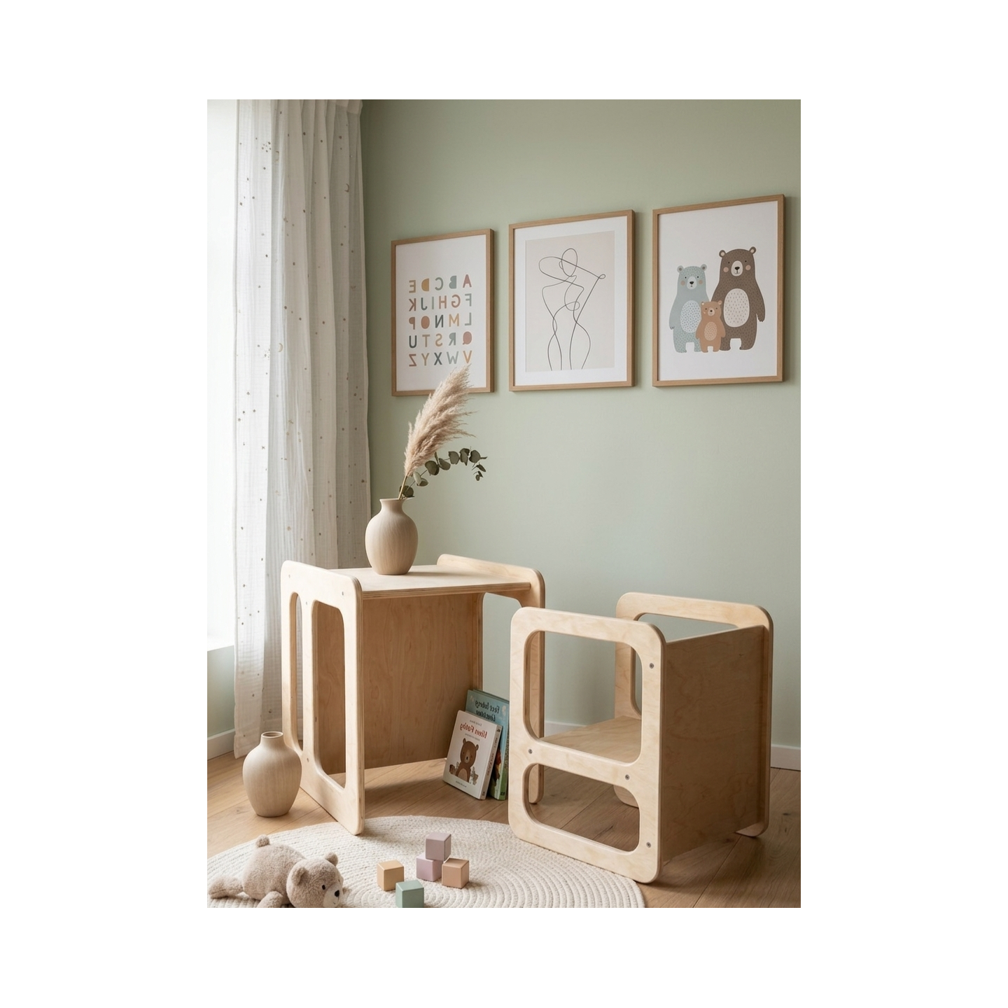 Conjunto Mesa y Silla Infantil  regulable Montessori
