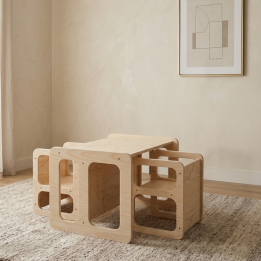 Conjunto Mesa y 2 Sillas Infantiles regulables Montessori