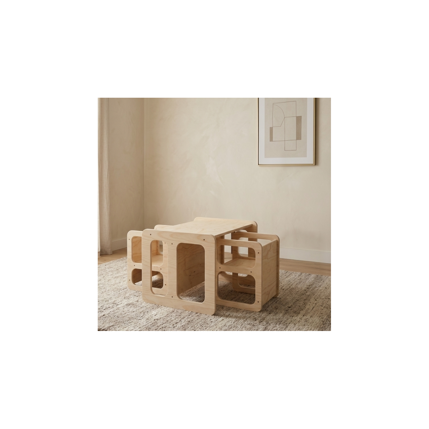 Conjunto Mesa y 2 Sillas Infantiles regulables Montessori