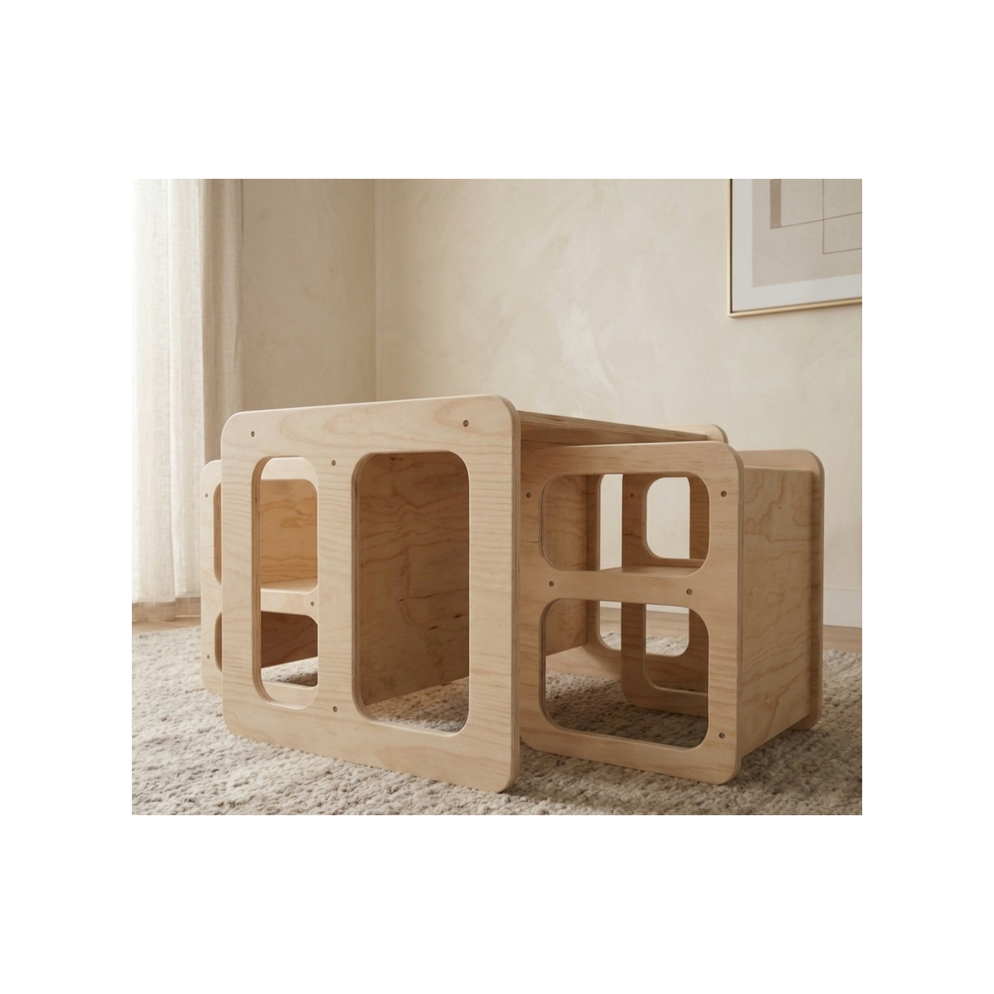Conjunto Mesa y 2 Sillas Infantiles regulables Montessori