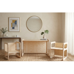 Conjunto Mesa y 2 Sillas Infantiles regulables Montessori