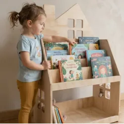 Estanteria y libreria mueble montessori 2 en 1