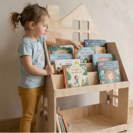 Estanteria y libreria mueble montessori 2 en 1