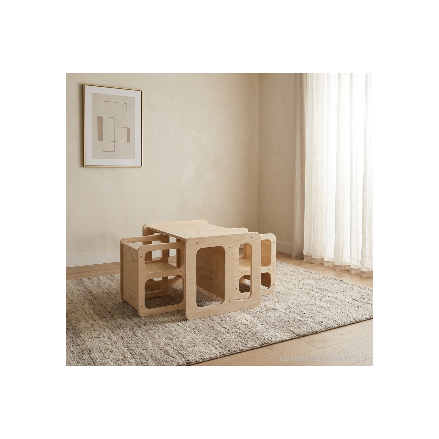 Conjunto Mesa y 2 Sillas Infantiles regulables Montessori