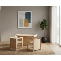 Conjunto Mesa y 2 Sillas Infantiles regulables Montessori