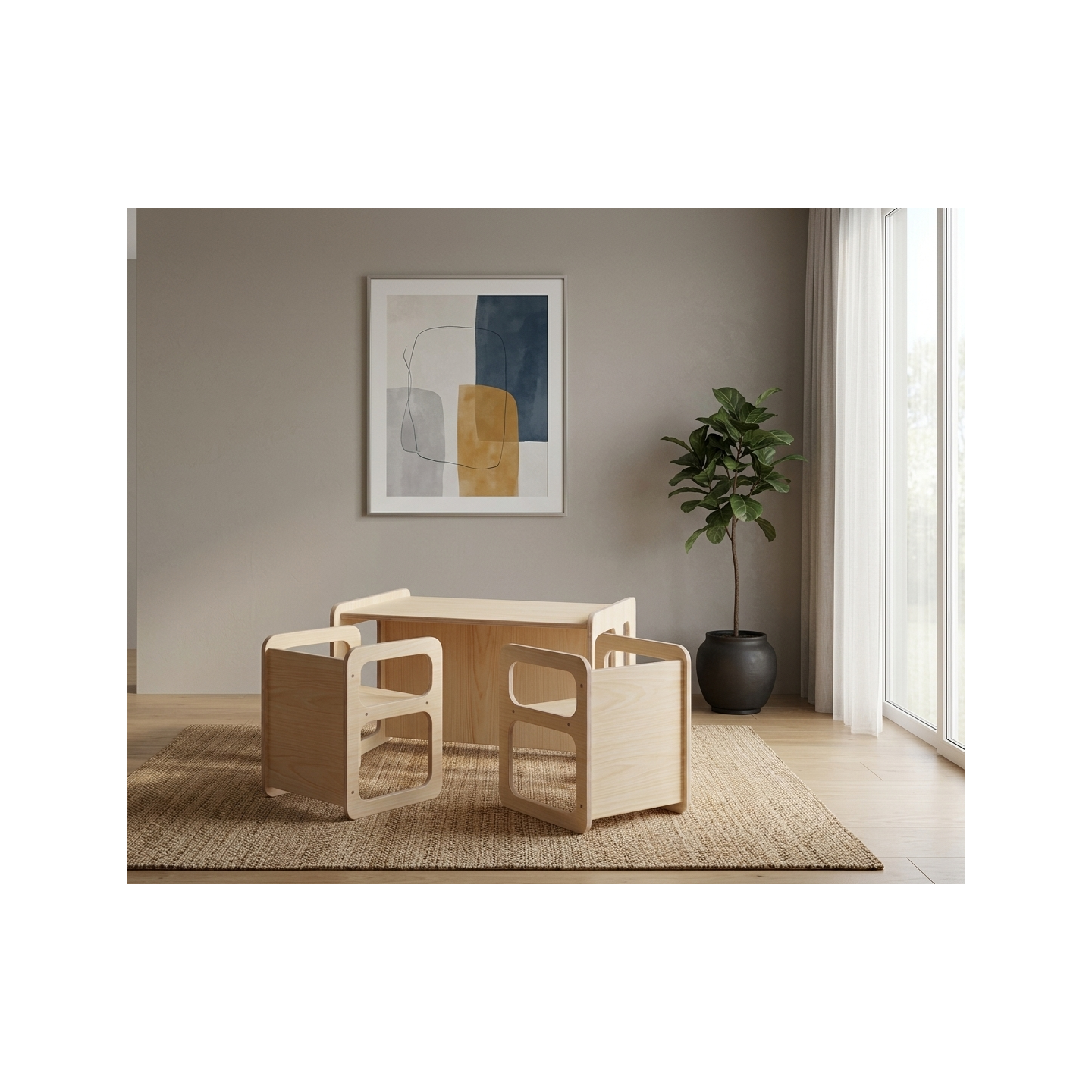 Conjunto Mesa y 2 Sillas Infantiles regulables Montessori