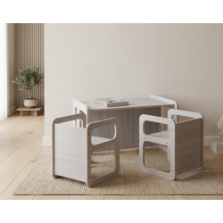 Conjunto Mesa y 2 Sillas Infantiles regulables Montessori