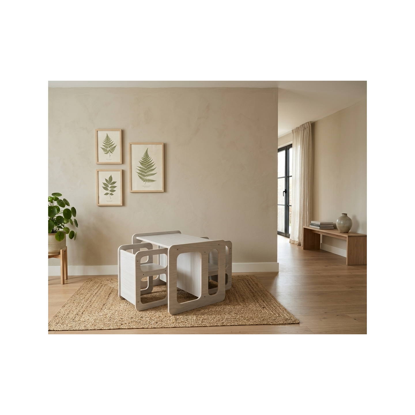 Conjunto Mesa y 2 Sillas Infantiles regulables Montessori