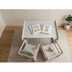 Conjunto Mesa y 2 Sillas Infantiles regulables Montessori