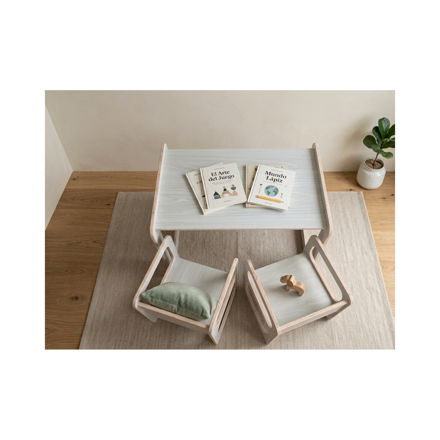 Conjunto Mesa y 2 Sillas Infantiles regulables Montessori