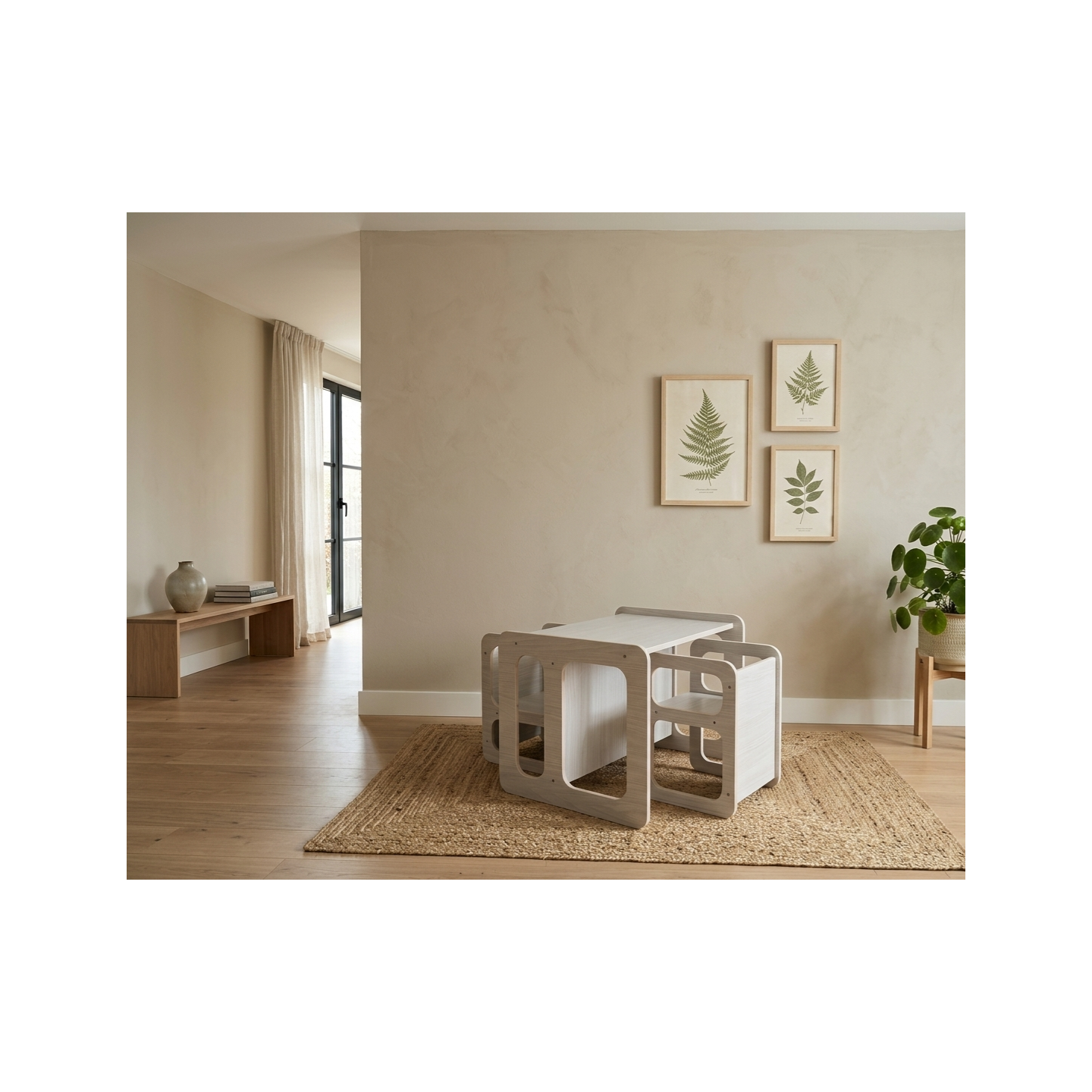 Conjunto Mesa y 2 Sillas Infantiles regulables Montessori