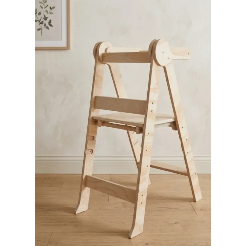 Torre de Aprendizaje Plegable y Regulable de madera natural