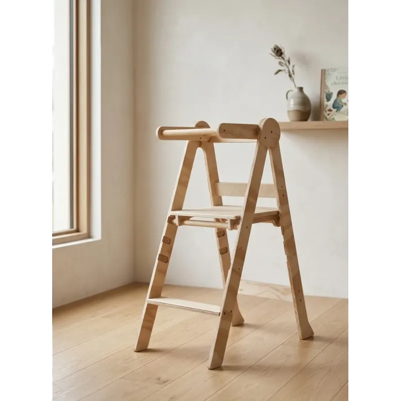 Torre de Aprendizaje Plegable y Regulable de madera natural