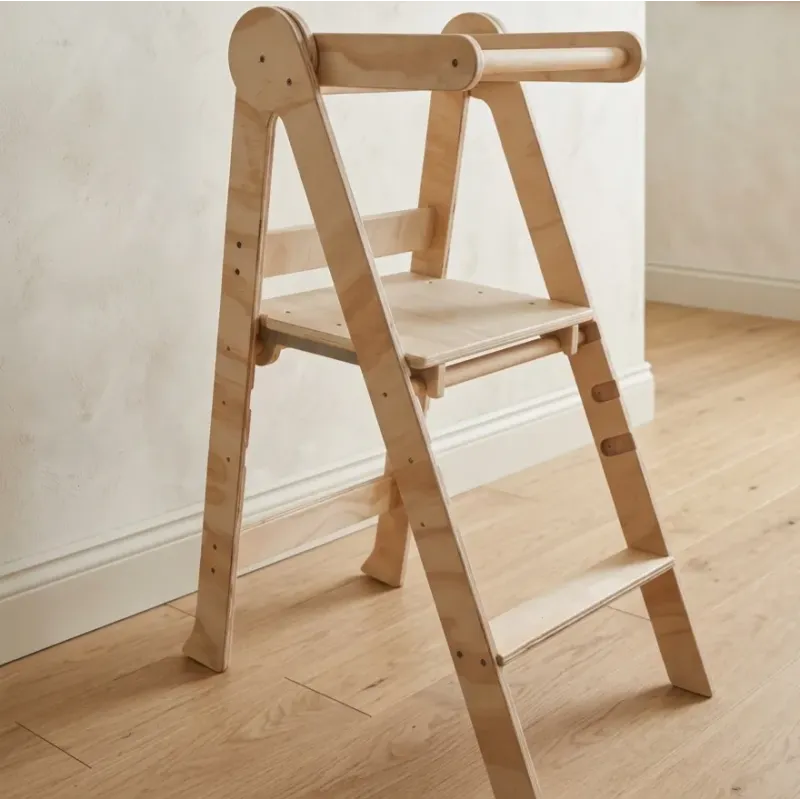 Torre de Aprendizaje Plegable y Regulable de madera natural