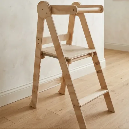 Torre de Aprendizaje Plegable y Regulable de madera natural