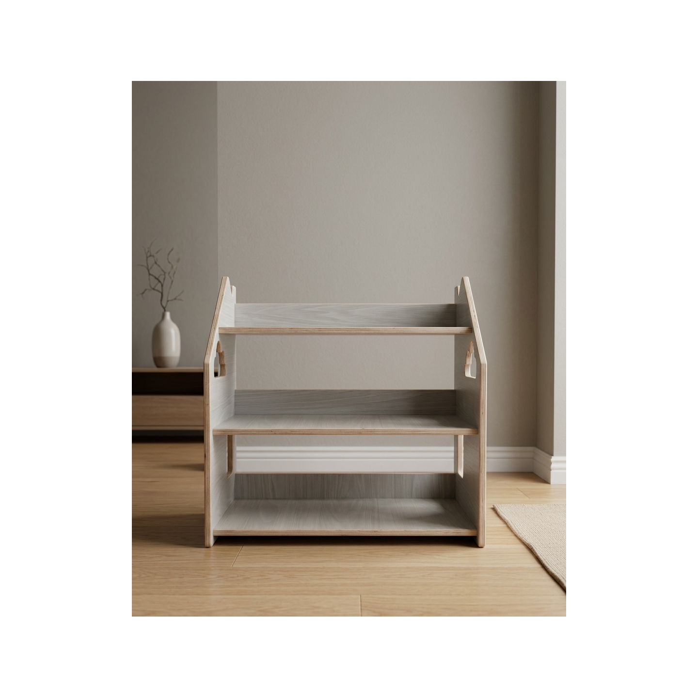 Estantería montessori  baja de madera para juguetes y cuentos