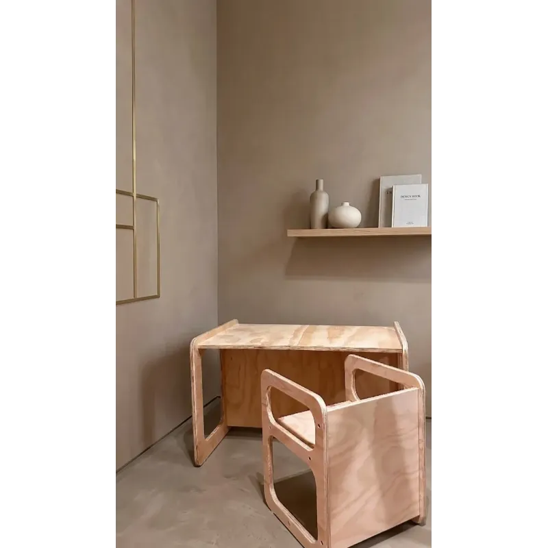 Conjunto de mesa y silla infantil de madera montessori