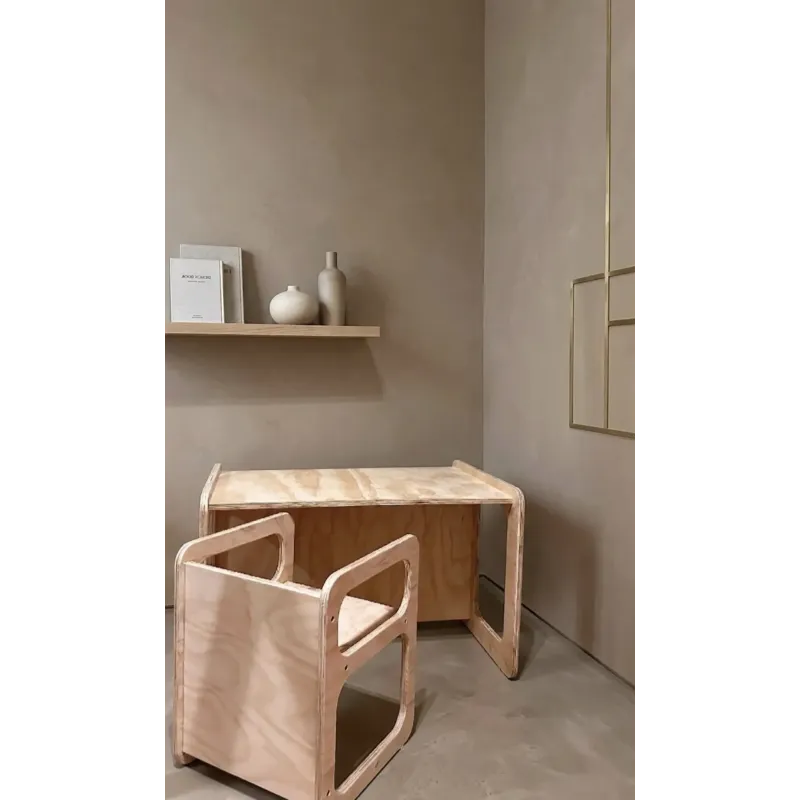 Conjunto de mesa y silla infantil de madera montessori