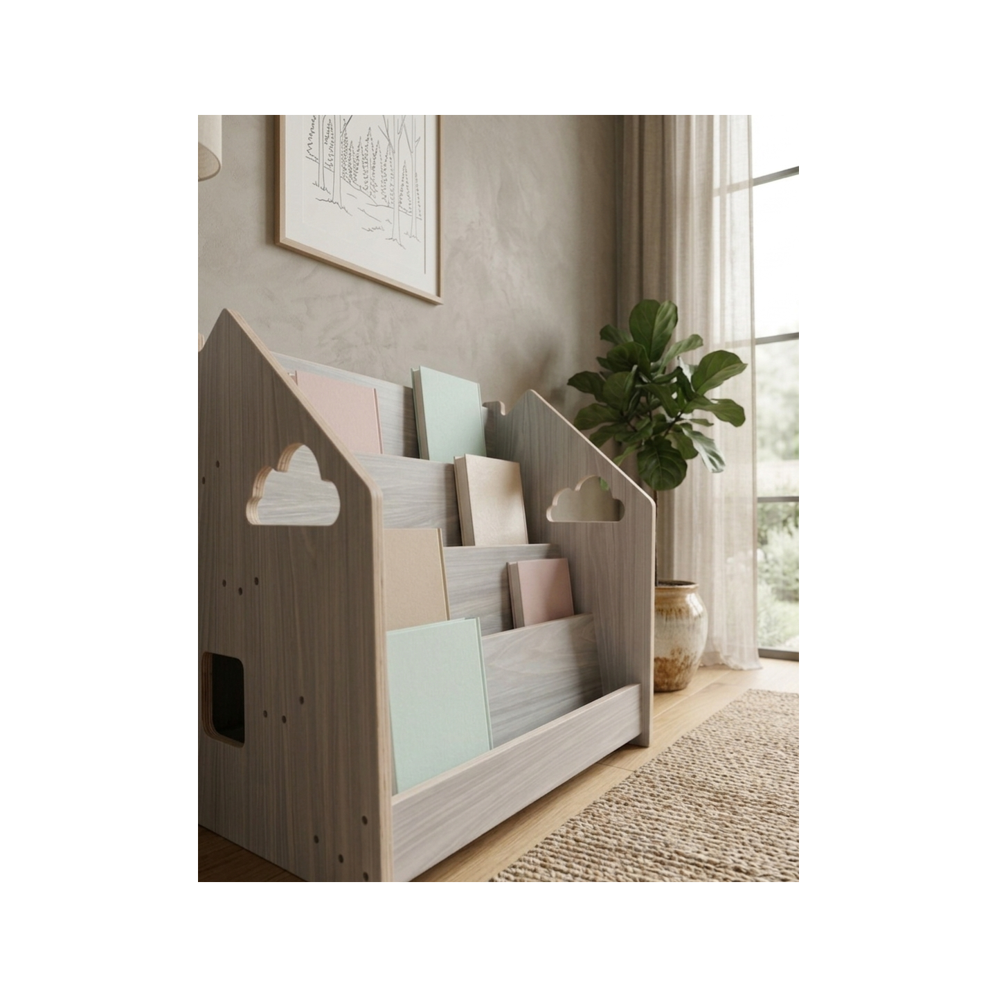 Librería montessori Frontal de Madera para Niños