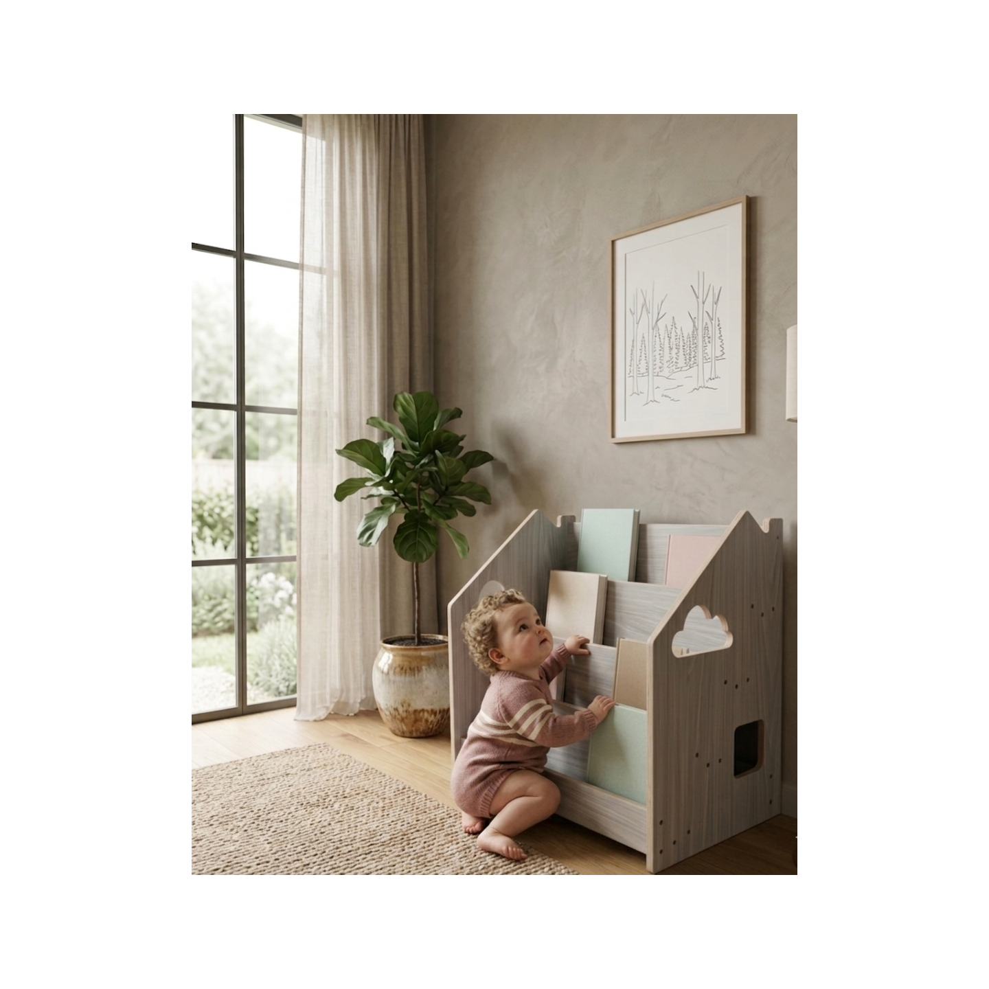 Librería montessori Frontal de Madera para Niños