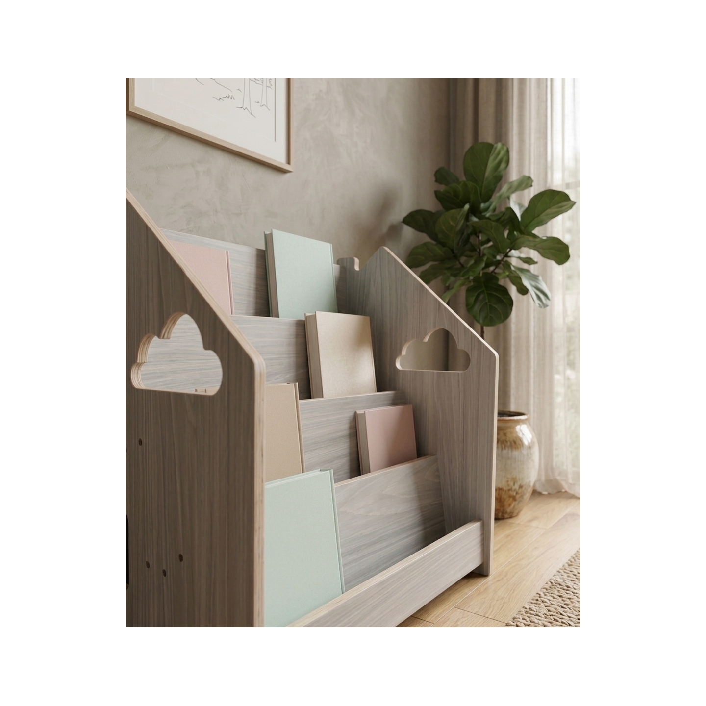 Librería montessori Frontal de Madera para Niños