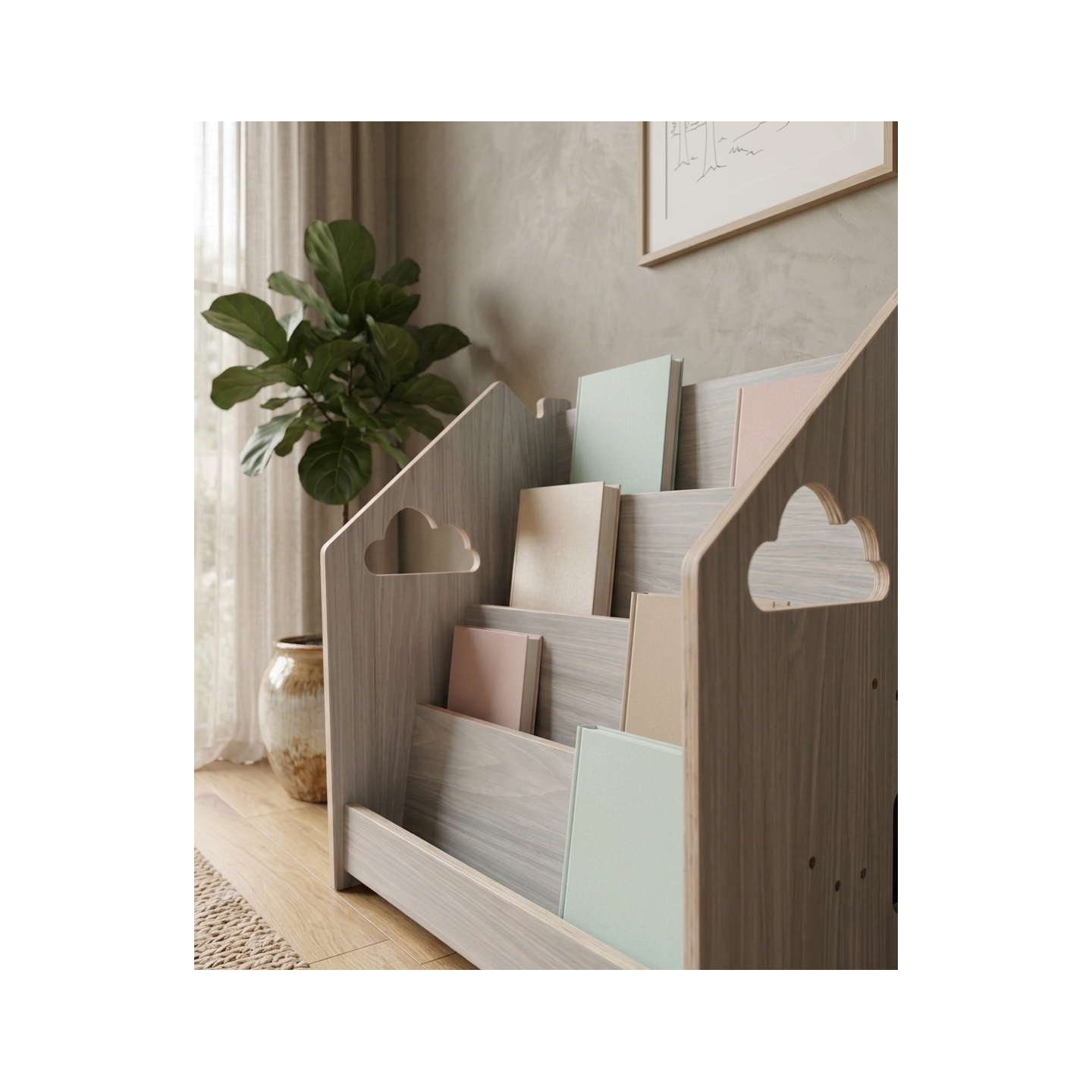 Librería montessori Frontal de Madera para Niños