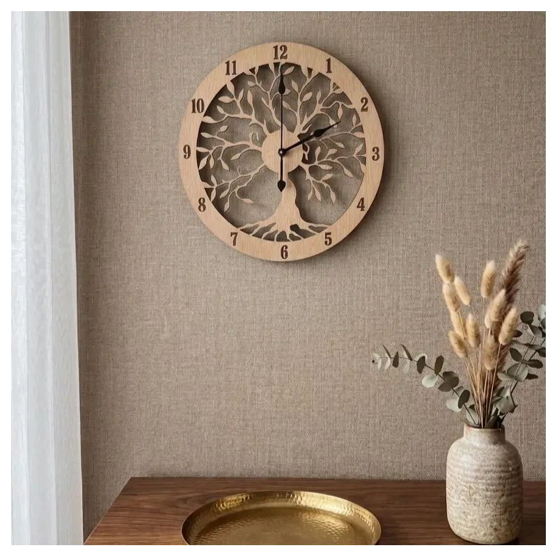 Reloj de Pared  de Madera figura Árbol de la Vida