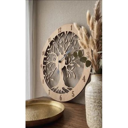 Reloj de Pared  de Madera figura Árbol de la Vida