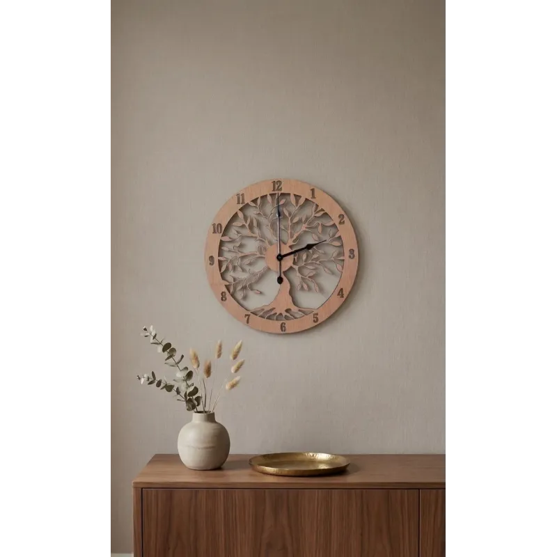 Reloj de Pared  de Madera figura Árbol de la Vida