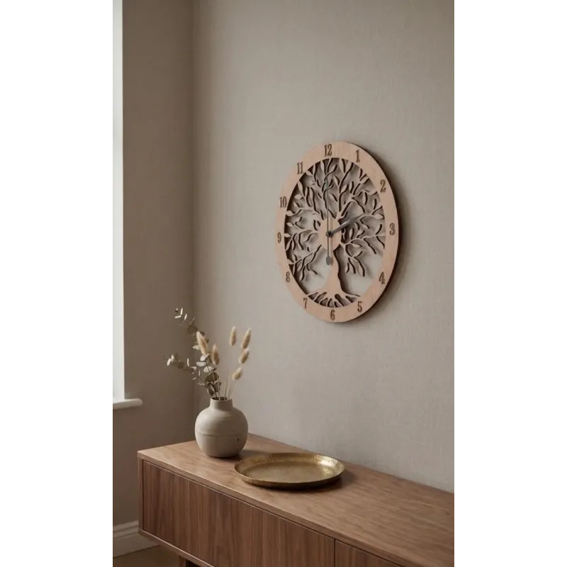 Reloj de Pared  de Madera figura Árbol de la Vida