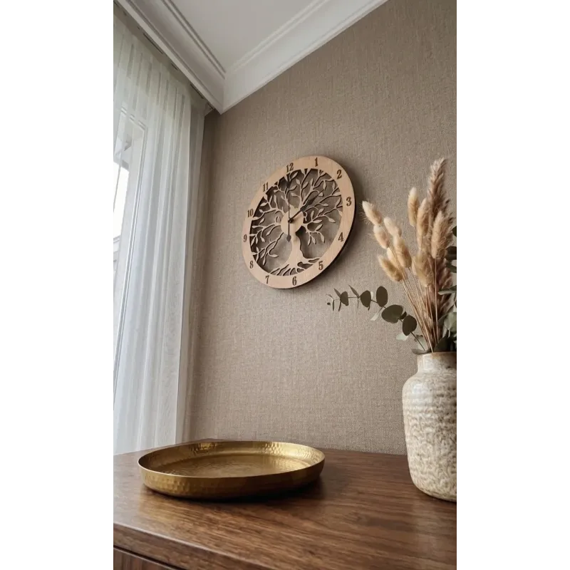 Reloj de Pared  de Madera figura Árbol de la Vida