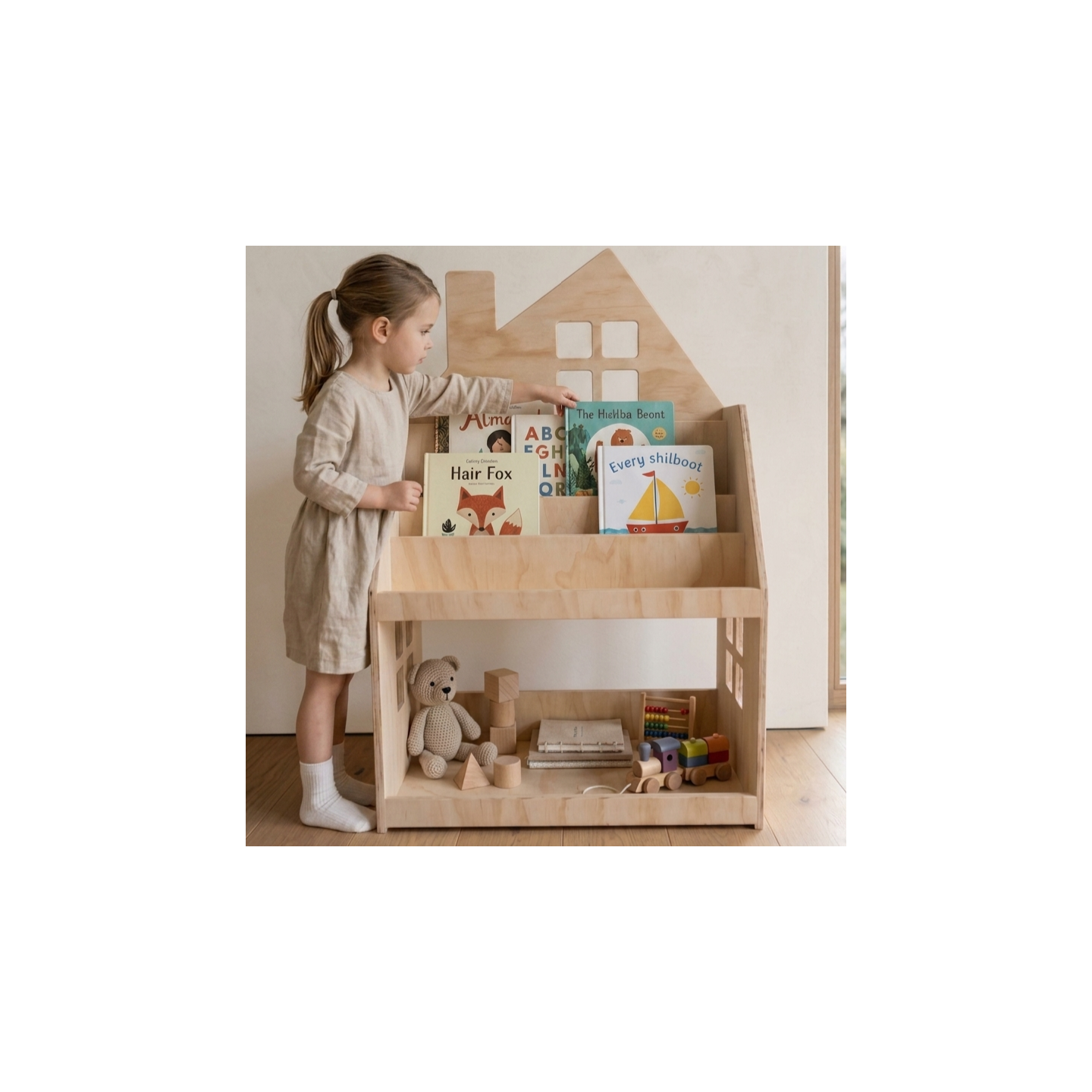 Estantería y Librería Montessori 2 en 1 de Madera