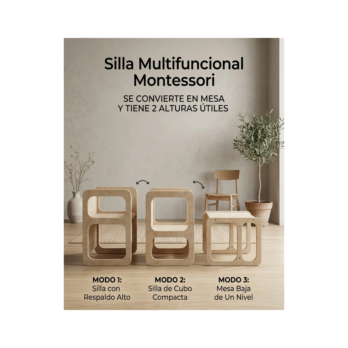 Silla Montessori 3 en 1 infantil