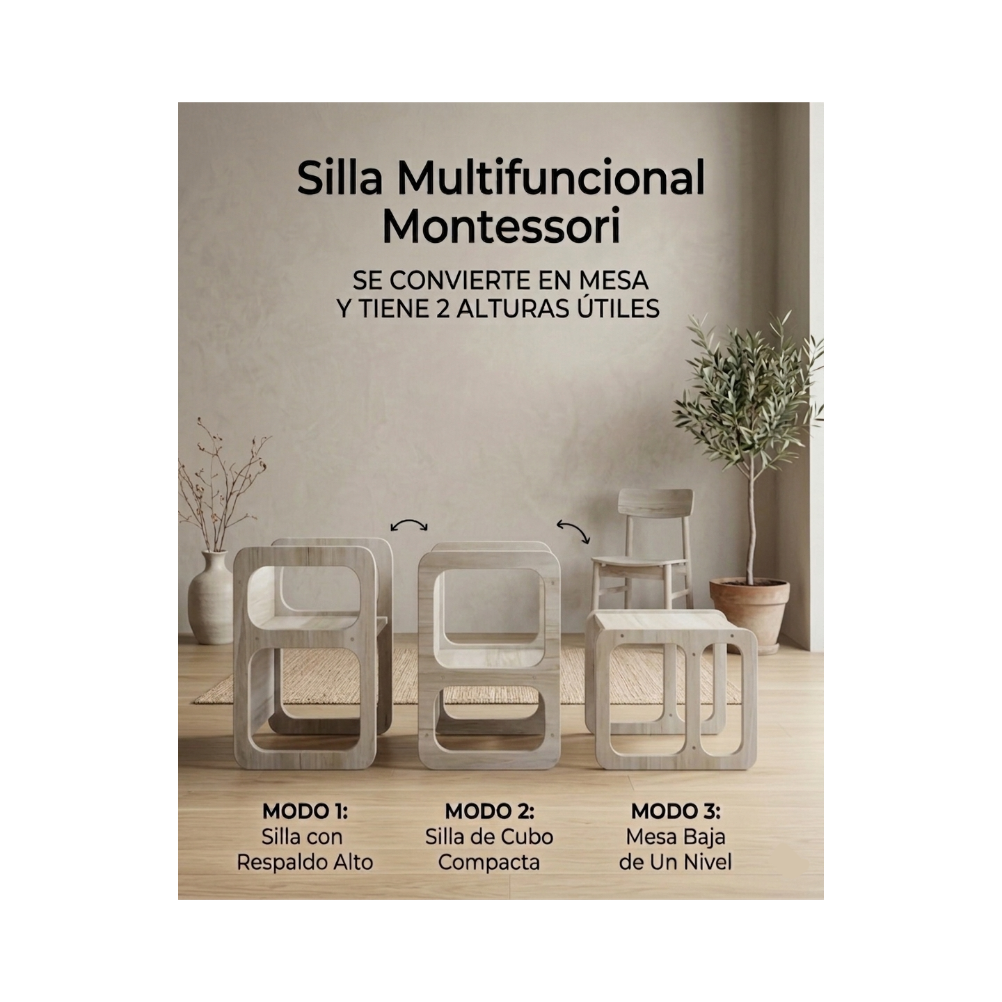 Silla Montessori 3 en 1 infantil
