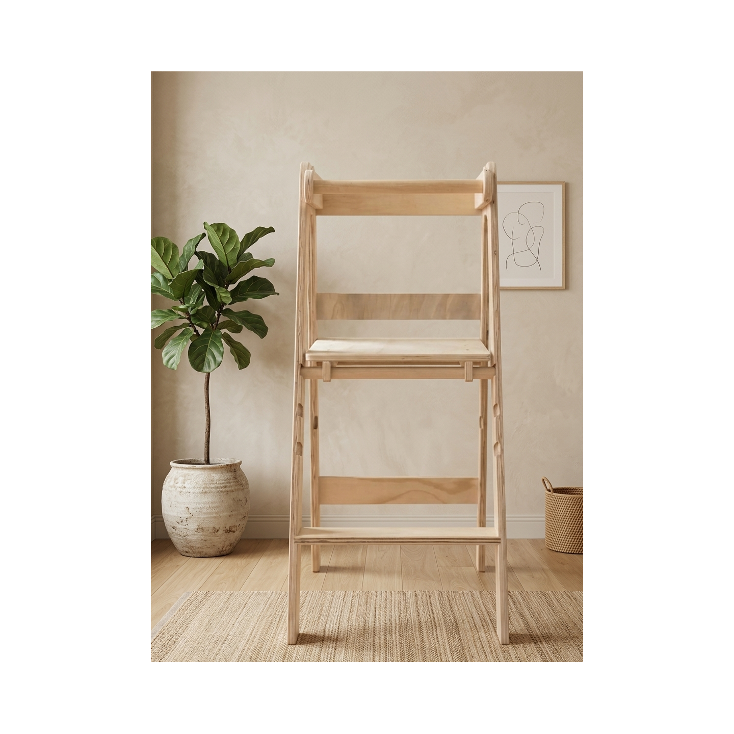Torre Montessori Plegable de Madera (Ajustable 3 Alturas)
